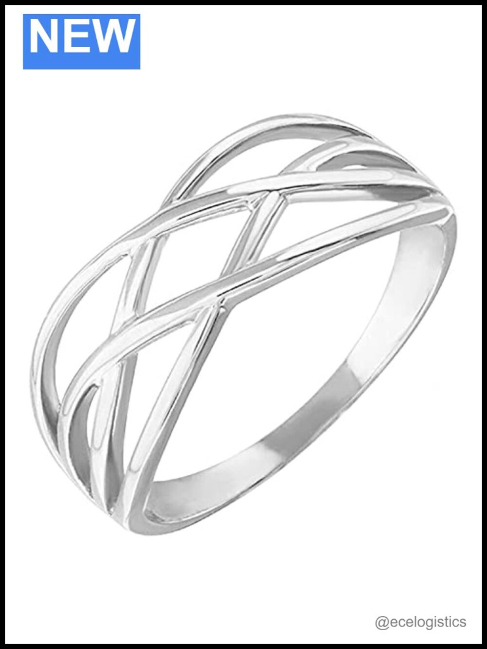 925 Sterling Silver Celtic Knot Band Ring Woven Openwork
